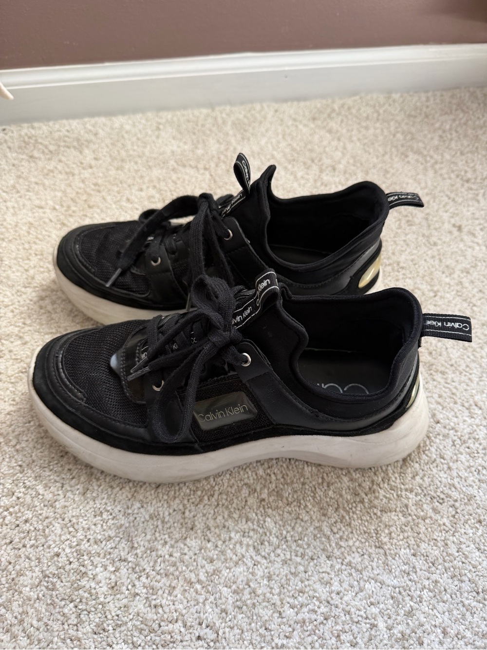 Calvin Klein Black and White Women's Athletic Sneakers